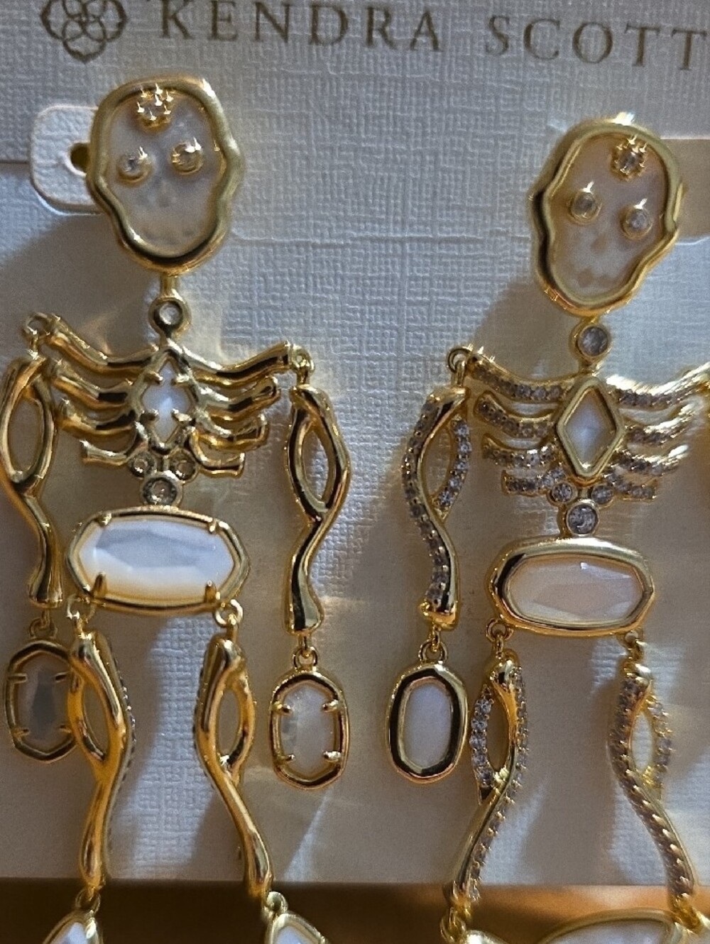 Kendra Scott Gold-tone Skeleton Drop Earrings with Mother Of Pearl Accents - Picture 3 of 5